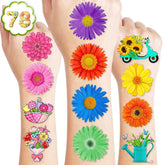 78 PCS Spring Themed Birthday Party Decorations Favors Supplies Decor Garden Party Flower Butterfly Easter Bunny Temporary Tattoos Stickers for Kids Cute Gifts School Prizes